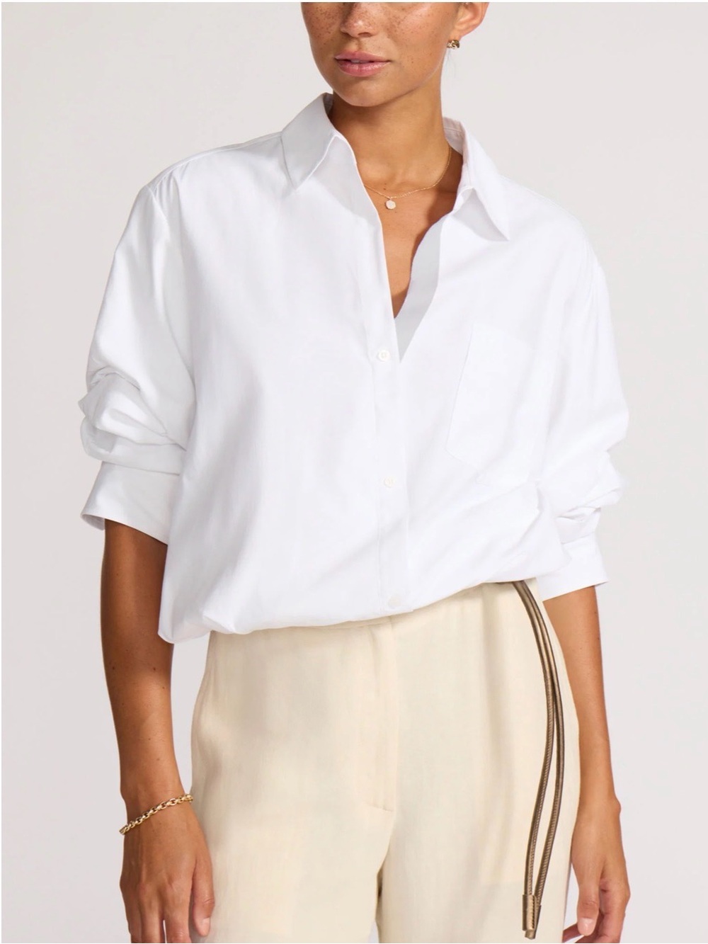 Brochu Walker Jade Shirt Salt White Womens L NWT Asymmetrical Button Down